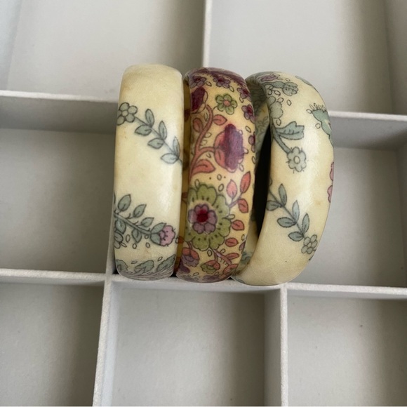 3) French Designer BRANT BANGLE BRACELETS made in FRANCE botanical design - Picture 1 of 7